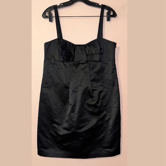 French Connection Front Bow Satin Mini Little Black Dress Size US 8 - Picture 3 of 10